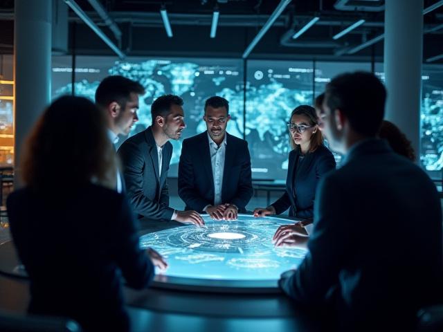 अंतरिक्ष उद्योग में सलाहकार टीम सहयोग करते हुए